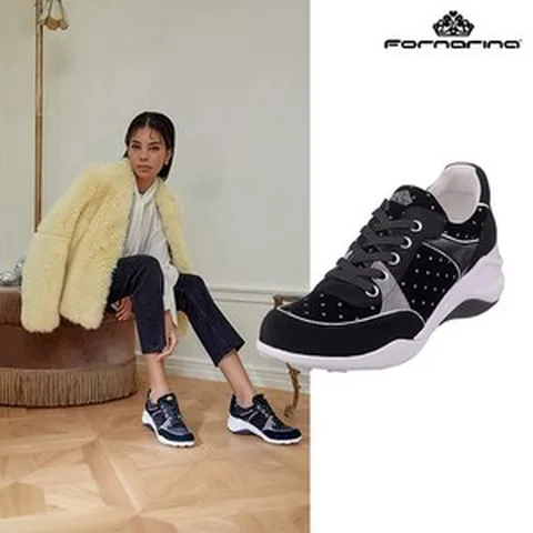 포나리나 포나리나 소가죽 프리미엄 벨벳 6.5cm 스페셜 스니커즈 F222SE01BK