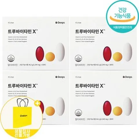 덴프스 트루바이타민X + 쇼핑백, 4박스, 생활집사 선물가방, 30회분