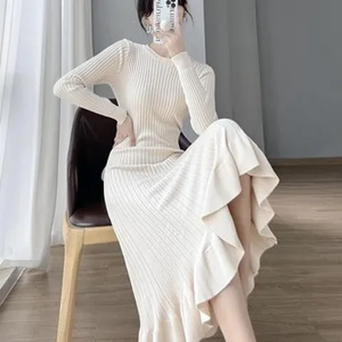 마인 플레어 슬림 니트원피스