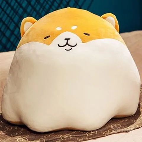 시바이누 베개 쿠션 강아지 캐릭터 인형 대형 모찌 바디필로우, 갈색