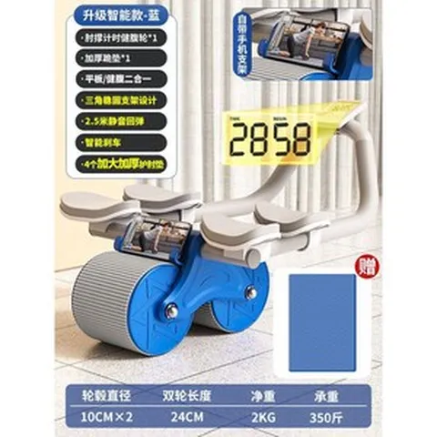 밸런스파워 피지컬킹 코어휠 홈트레이닝 뱃살 복근 롤아웃 휠롤러, 듀얼-블루, 1개