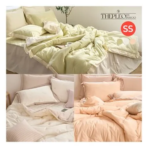 [더플레오] ★한정특가★[SS] 면100 자수 워싱 침구세트, 사이즈:수퍼싱글 / 색상:핑크 / 무늬:없음