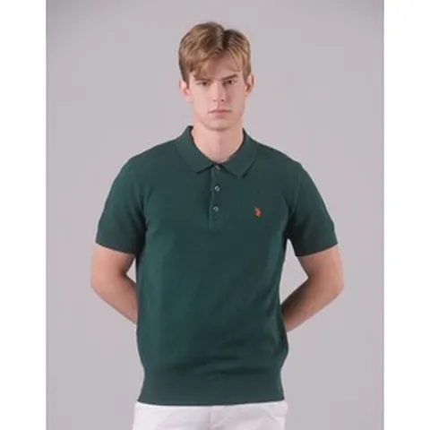 [USPA] 그린 코튼 블렌디드 반팔 카라니트 남성 MP24-KT704