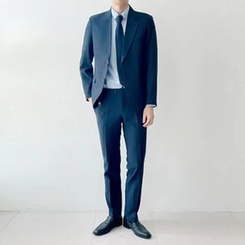 남자 여름 무지 스판 쿨 정장세트 정장 수트 DB-SSS-116-네이비