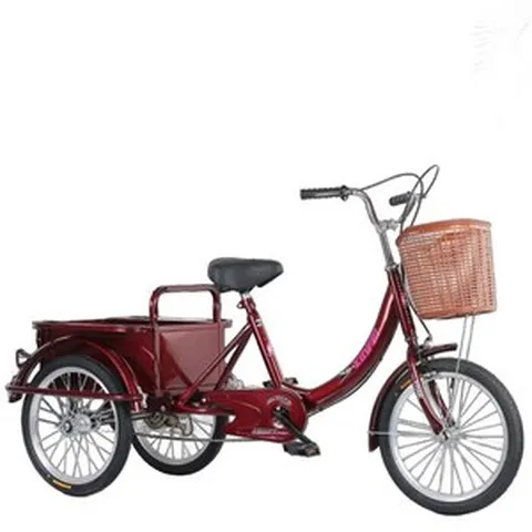 성인 세발 자전거 삼륜 바구니 짐칸 어르신 안전 장보기, 바구니 모델(버건디), 1개