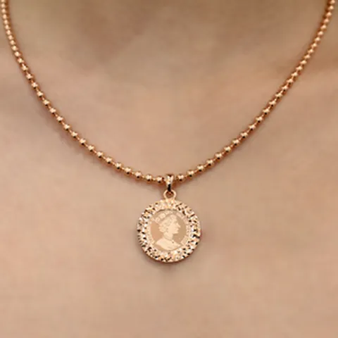 엘리자베스 코인 14K 18K 팬던트 금 목걸이 빈티지 블링 테두리 커팅 20미리(체인별도구매)