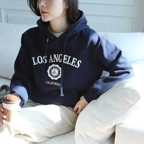 인디브랜드 엘에이 기모 후드 티셔츠