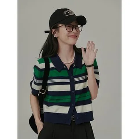 쩐쿠 여성 카라넥 스판 데일리 니트 티셔츠 6981