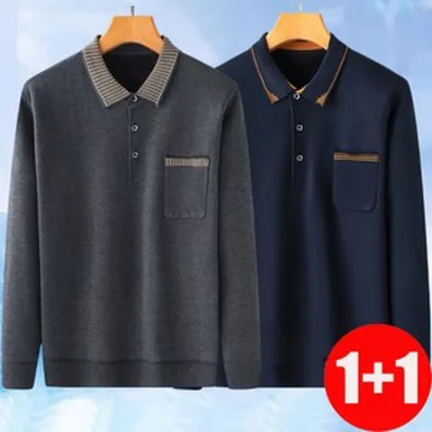 ZIGODAG 남성 긴팔 셔츠 2종 세트 가을 겨울 캐주얼 스트라이프 ZKYYBD51431