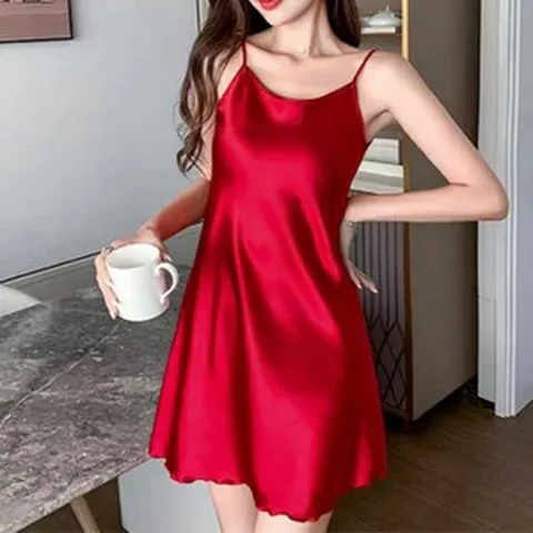 트렌드영 베이직 슬립웨어 실키 원피스 잠옷