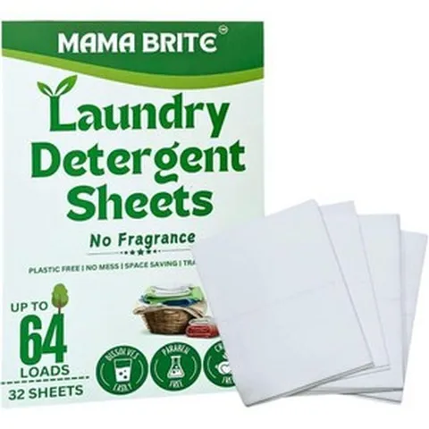 세탁 세제 시트 라벤더 64 로드 세탁기 세제 시트 공간 절약 여행용 사이즈 세제 스트립 여행용 의류 세제 인 시트 의류 세탁 시트 플라스틱 프리 시트, 32 Count (Pack of 1), Unscented