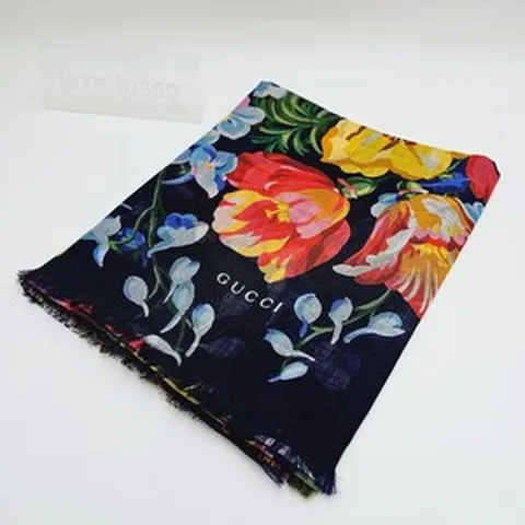구찌 플라워 프린트 울 스카프 544616