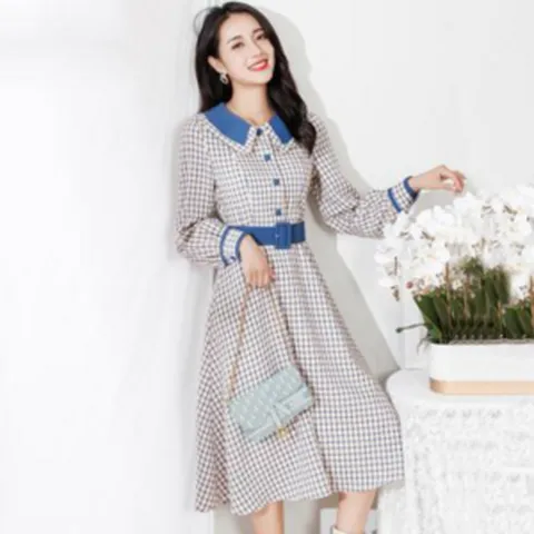 여자 봄 가을 루즈핏 에셀리아 트렌치 긴 소매 우아한 하객원피스