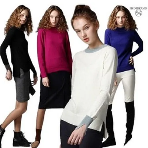 홈쇼핑브랜드 INDIBRAND 앙고라 울혼방 풀오버 니트 MC17WKT002