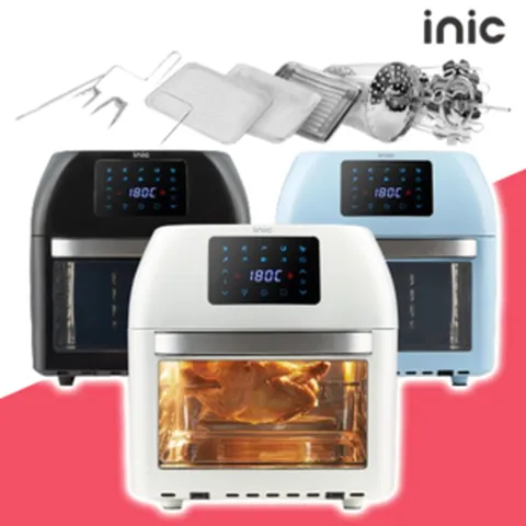 [공식판매처] 아이닉 에어프라이어 16L 오븐형 보이는 올 풀 에어후라이 내부 스텐 대용량 로티세리 + 사은품 7종, 크림화이트+사은품7종(2시이전주문 당일발송)