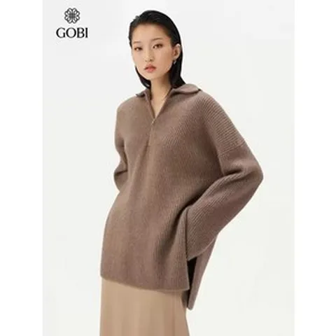 고비 2024년 하프 지퍼 풀오버 루즈핏 캐시미어 니트 스웨터
