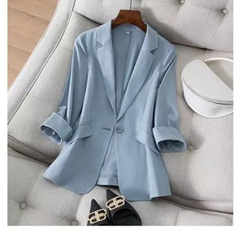 YUEWAN 세미 정장 코트 칠부 소매 봄여름 슬림 정장 여자 상의