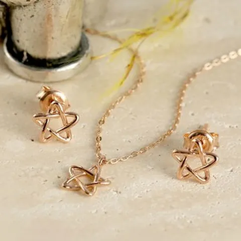 [비앤비골드]14K18K 스타 별 와이어 주얼리세트 (귀걸이+목걸이) NPS29276