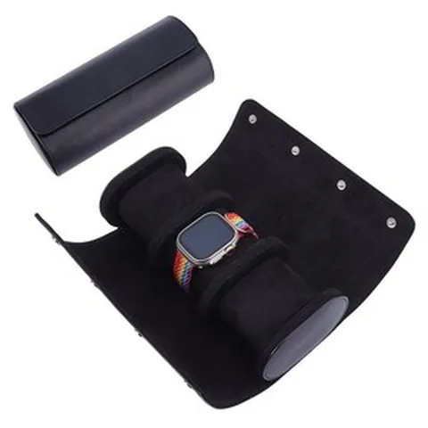 DICOSMETIC 3 시계 롤 케이스 모조 가죽 10.2 x 21.9 7.3cm(4 8.6 2.9인치) 타원형 박스 탈착식 베개 휴대용 팔찌 홀더 여행 남녀공용 새들 (미국발송