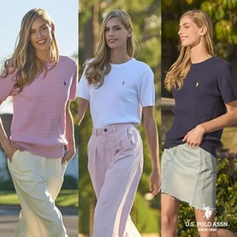 [단품][U.S. POLO ASSN.] USPA 여성 린넨 블렌디드 라운드니트 단품