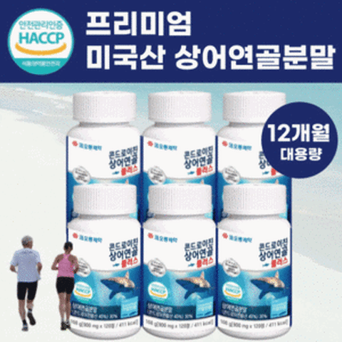 콘드로이친 HACCP 지성 1200 상어 연골 플러스 900mg x 120정 콘드로이친 효능 어버이날 선물 120정 2개월 대용량 해썹 안전관리인증 콘드로이틴 관절엔 콘트로이친, 6개