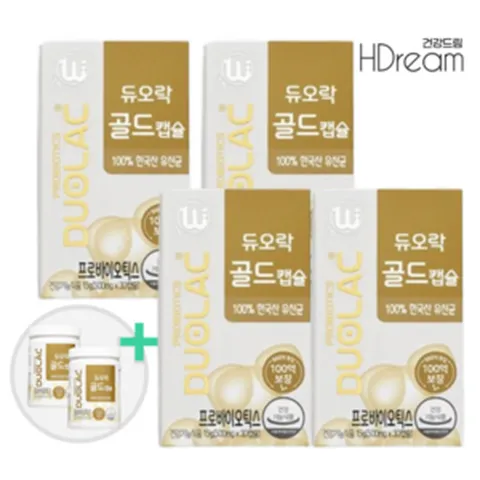 듀오락 골드 캡슐 어린이 키즈 프로바이오틱스 유산균 4박스 + 추가20일 HD 듀오락유산균, 듀오락 골드 500mgx30캡슐 4개 +20일