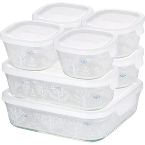 일본직발송 4. iwaki(이와키) 내열 유리 저장 용기 신지카토 Petit bois 7개 세트 팩레인지 PS -PRNSNC71, 저장 용기만 세트  05 7종 세트, 저장 용기만 세트  05 7종 세트, 신지가토 br- Petit bois