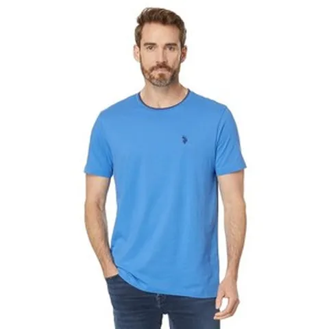 [U.S. POLO ASSN.] 반팔 크루넥 원사-다이 칼라 팁 저지 티