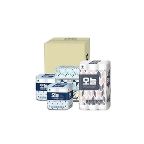 오늘필요한선물 화장지 선물세트 (천연펄프 3겹 20M 30롤+키친타올 125매 4롤+각티슈 180매 3입), 1개