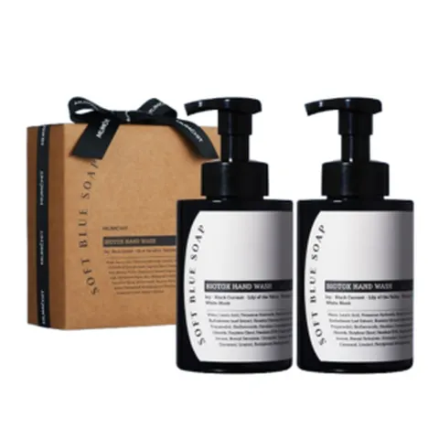 [리본선물포장/메시지카드 ] 멈칫 대용량 핸드워시 500ml 2개 set 손세정제 버블형 거품비누 핸드솝 펌프용기 물비누 소프트블루솝향, 바이오톡스핸드워시 소프트블루솝500ml 2개입, 리본선물포장 + 땡큐카드