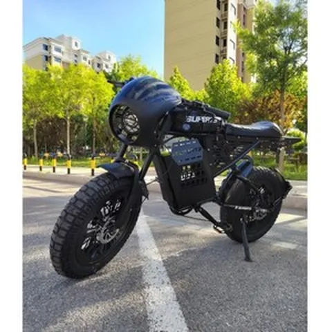 super 지제트 전기자전거 전기팻바이크 레트로 전기자토바이 싱글배터리400W13AH, 블랙, 싱글400W18AH