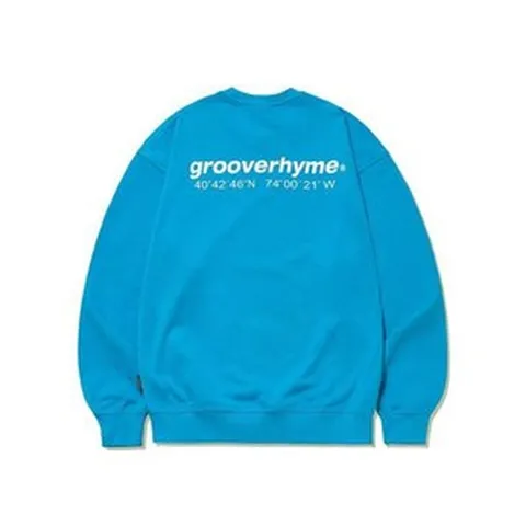 그루브라임 GROOVE RHYME 유니) C100 3단쭈리 - LOCATION 맨투맨 (세미오버핏)(24년)(블루) LRARCTM702P 매장정품 184370