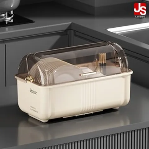 JS리빙 뚜껑있는 1단 식기 건조대 물빠짐 분리형 트레이 주방 설거지 선반 그릇 접시 컵 수납 싱크대 정리대 키친 정리함 대형 @JSTRADING <Huan01026A5-JN01>