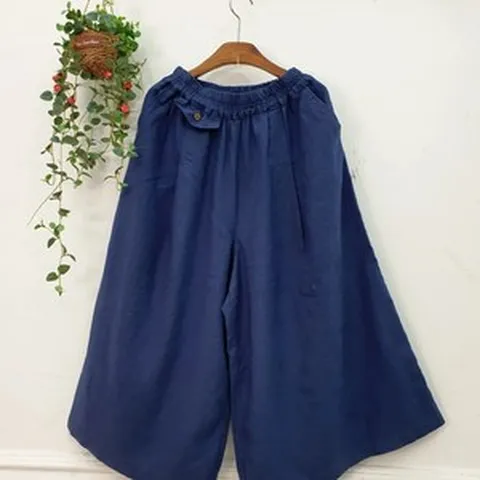 50대 60대 린넨 레이온 혼방 밴딩 치마 바지