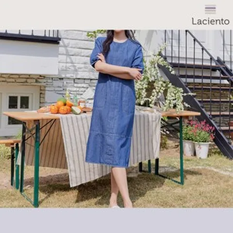 [비밀상점] [론칭가 99000원] 라씨엔토 린넨블렌딩 데님 원피스