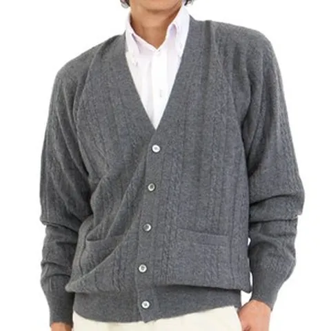 고비캐시미어 남성 꽈배기 가디건 100% 품질확인 심플디자인 (관세미포함)