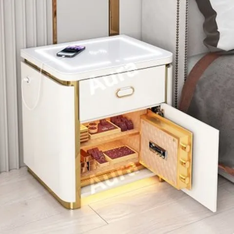 미니 가정용금고 소형금고 개인 작은금고 협탁, 50x40x51cm, 2 화이트3색조명+무선+듀얼USB+오디오