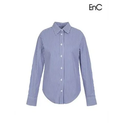 이앤씨 EnC 블루 스트라이프 패턴셔츠 ENBA34T01V