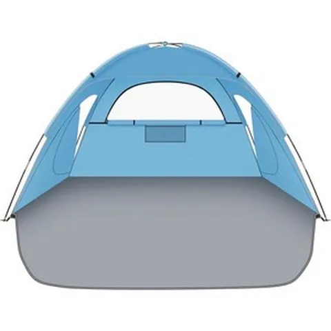 비치 텐트 선 쉘터 UPF 50+ 2-3인용 자외선 차단 기능이 있는 쉐이드 텐트 휴대용 & 이지 셋업 카바나 롤업 도어 3개 및 8mm 섬유 유리 막대 가방 포함