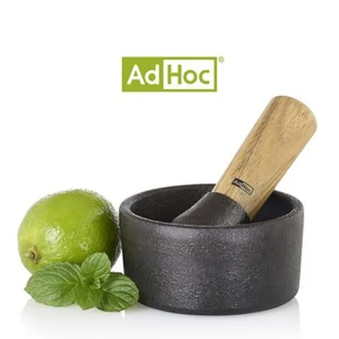 애드혹 무쇠 절구 MO13 (아카시아 나무) 에드혹 Ad Hoc 애드학 에드학 분쇄, 1개