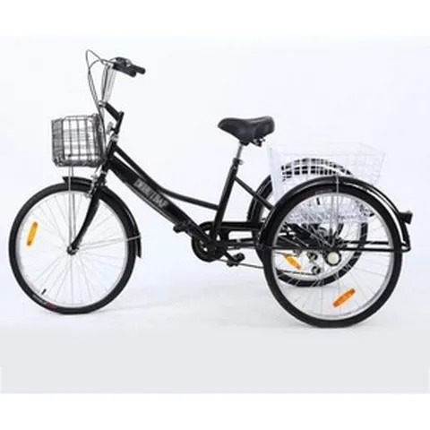 3 휠 바이크 성인용 세발 자전거 24인치 7단 3륜 트라이크 크루저 로우 스텝스루 W여성용 라지 사이즈 바스켓 쇼핑 운동 사이클링