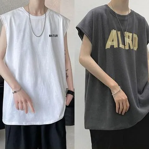 HOMASS 1+1 ~175KG 가능함 남성 티셔츠 민소매 티 빅사이즈 캐주얼 티 트레이닝복 오버핏 헬스 여름 남자 티셔츠