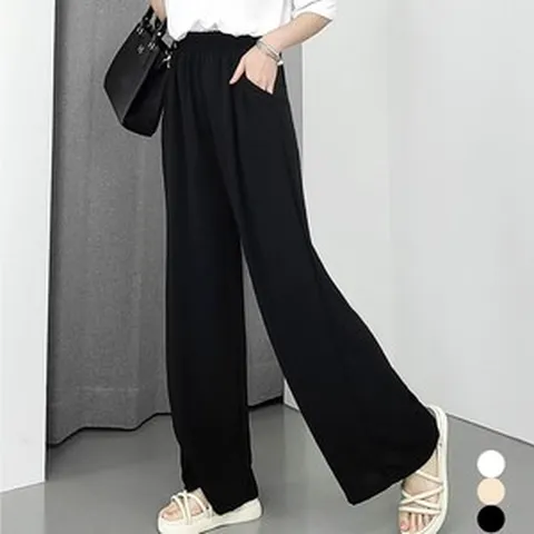 유어스타일 여성 시원한 냉감 쿨 찰랑 린넨 허리밴딩 여름 일자팬츠 통바지