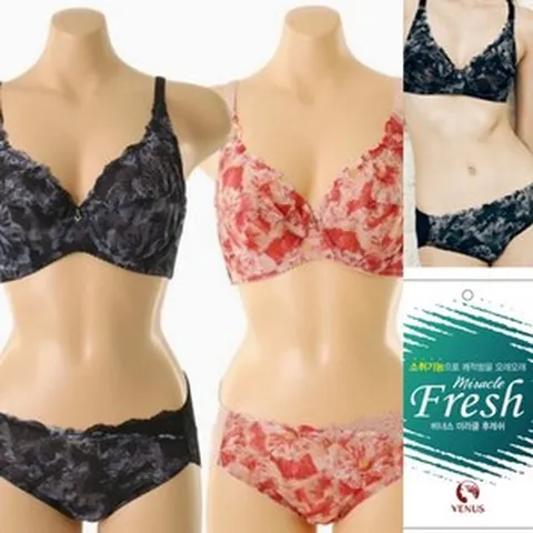 [동아구미 비너스] DE컵 날아갈듯 가볍고 편안한 풀컵 홑겹 브라 팬티 세트 1767ES