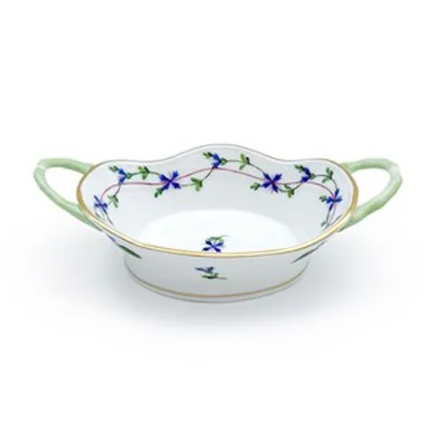 Antique 헤렌드 블루 가랜드 바스켓 보울 스낵 디저트볼 헝가리 명품 수입그릇, 1개, 흰색+멀티