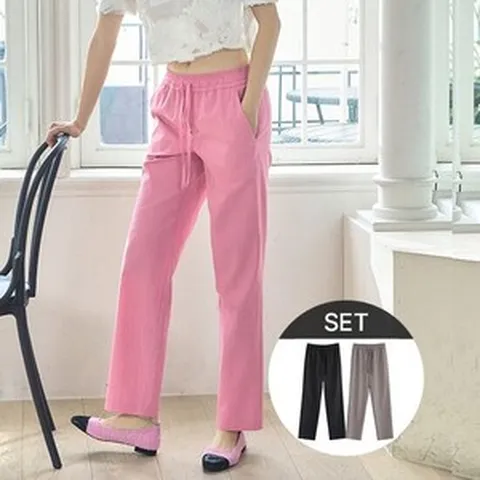 (백화점 정품) 라삐아프 썸머 프렌치 린넨 팬츠 3종 [런칭 가격 89 900원] 736486, 네이비, 88