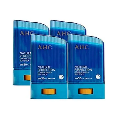 2024년 12월 제조 [22g기준] AHC 내추럴 퍼펙션 더블 쉴드 선스틱 SPF50+/PA++++ (파랑) 혼합자차/ 서핑용 선스틱/ 골프용 선스틱/ 워터푸르푸/ 쿨링 선스틱, 88g, 4개
