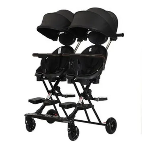 연년생 쌍둥이 세 유모차 기내용 휴대용 형제 자매, 양방향유모차 +블랙단색