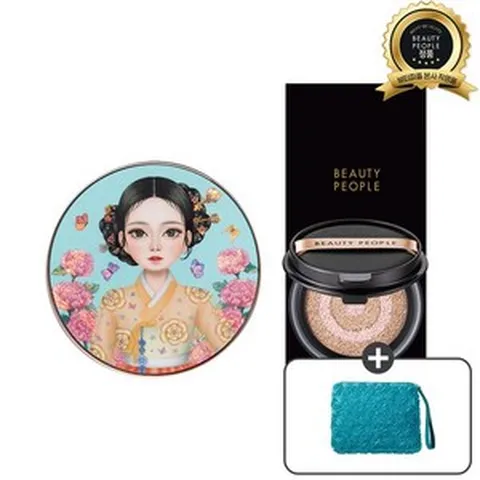 뷰티피플 몰 철벽녀 시즌13 순수 쌀 대나무 미백수 쿠션 파운데이션 본품 18g+리필18g+민트 장미 파우치, 본품(매화 공주ver.2) 23호+리필 23호+민트 장