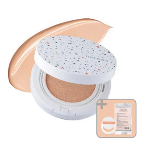 눈시림없는 핑크 베이지 국민 톤업 선쿠션 12g (SPF50+ PA++++ 비건 파데프리 무기자차), 본품+리필, 1세트